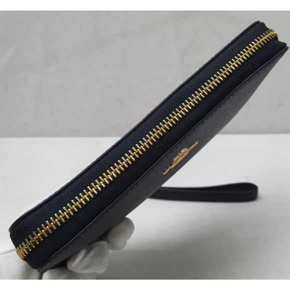 Coach Black Crossgrain Leather Zip Around Credit Card Long Wallet - NWT $298 - Picture 7 of 16